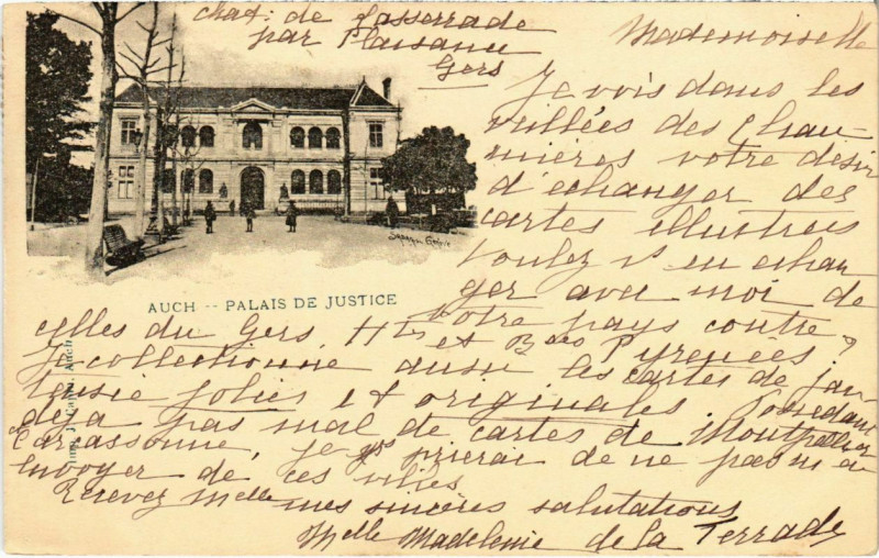 Carte postale ancienne Auch - Palais de Justice à Auch