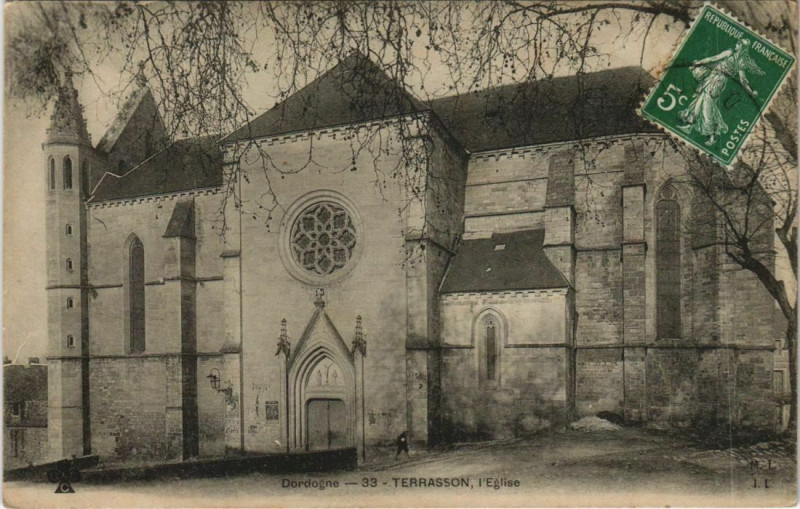 Carte postale ancienne Terrasson - L'Eglise