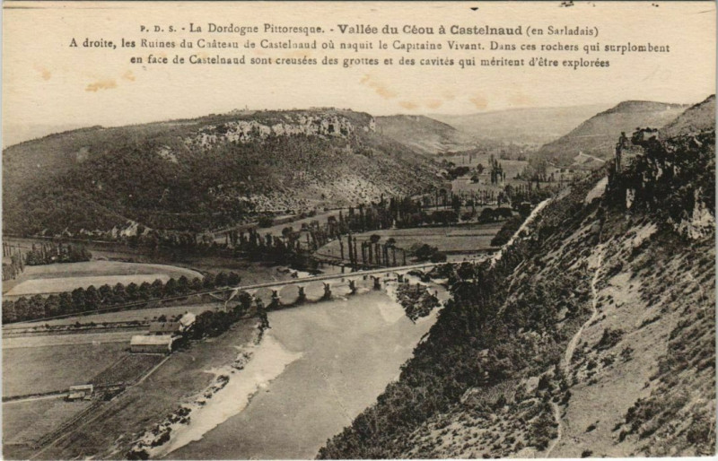 Carte postale ancienne Vallee du Ceou a Castelnaud