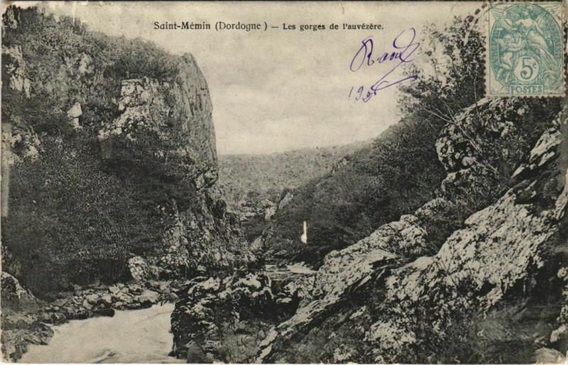 Carte postale ancienne Saint-Memin - Les Gorges de l'Auvezere