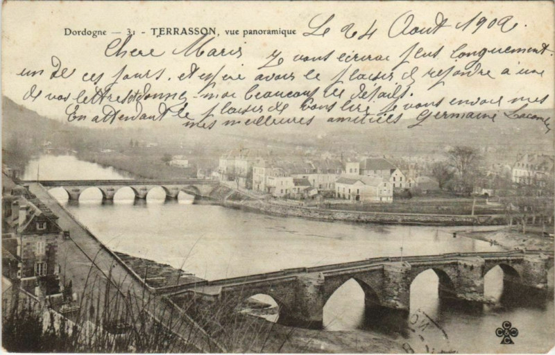 Carte postale ancienne Terrasson - Vue Panoramique