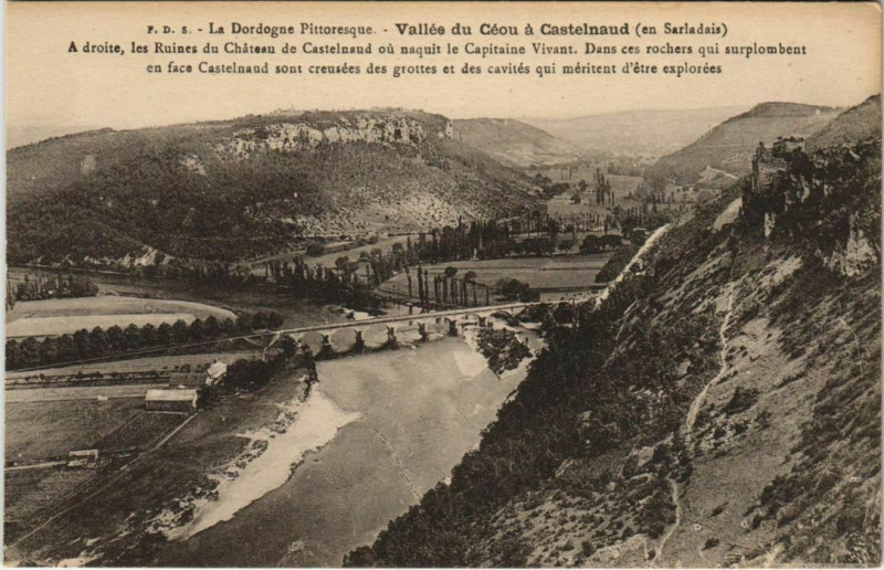 Carte postale ancienne Vallee du Ceou a Castelnaud - En Sarladais