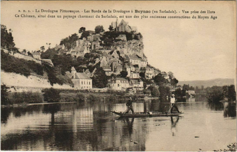 Carte postale ancienne Les Bords de la Dordogne a Beynac - Vue prise des Ilots