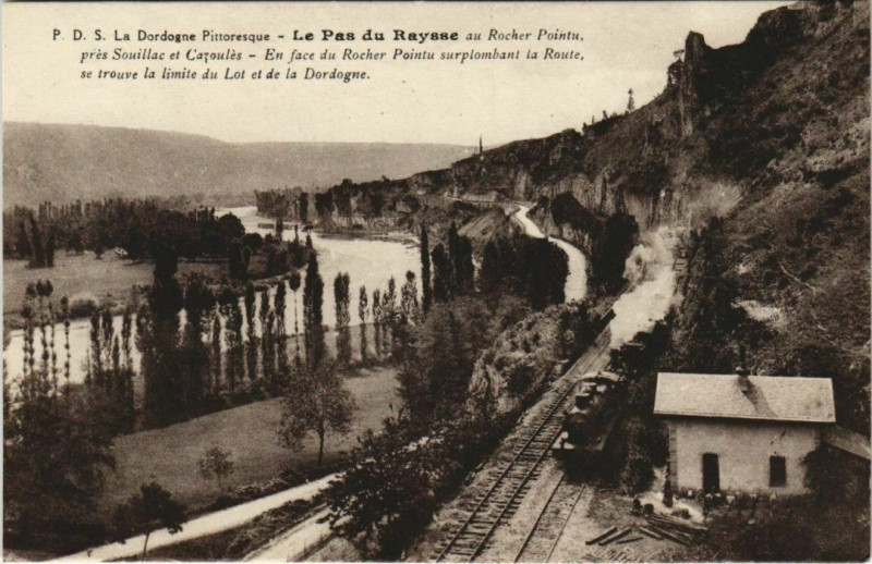 Carte postale ancienne Le Pas du Raysse au Rocher Pointu - Scene with a Train