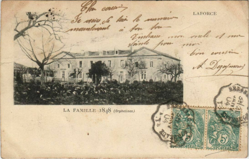 Carte postale ancienne Laforce - La Famille - 1848 - Orphelines