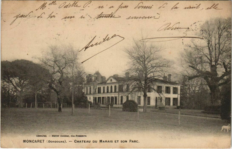 Carte postale ancienne Moncaret - Chateau du Marais et son Parc