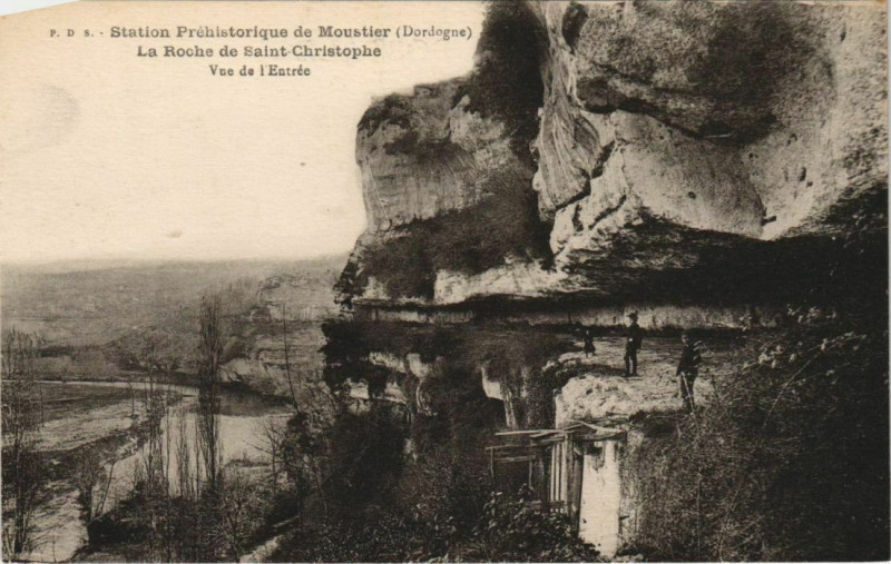 Carte postale ancienne Station Prehistorique de Moustier - La Roche de Saint-Christophe