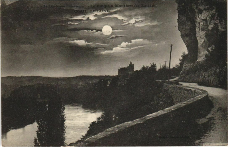Carte postale ancienne Le Cingle a Montfort - Clair de Lune - En Sarladais