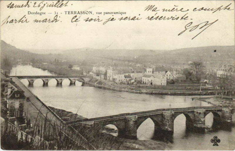 Carte postale ancienne Terrasson - Vue Panoramique