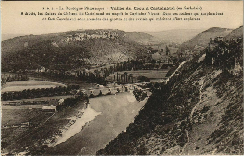 Carte postale ancienne Valle du Ceou a Castelnaud - En Sarladais