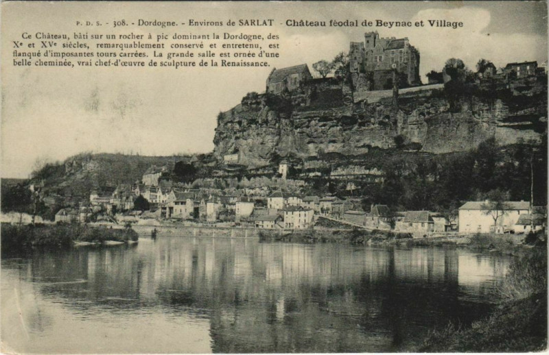 Carte postale ancienne Chateau Feodal de Beynac et Village - Environs de Sarlat
