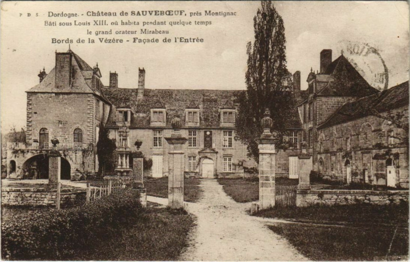 Carte postale ancienne Château de Sauveboeuf - Façade de l'Entrée à Aubas