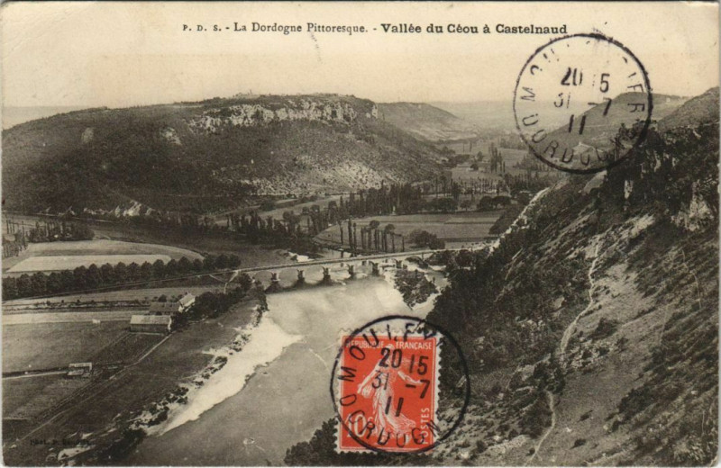 Carte postale ancienne Vallee du Ceou a Castelnaud