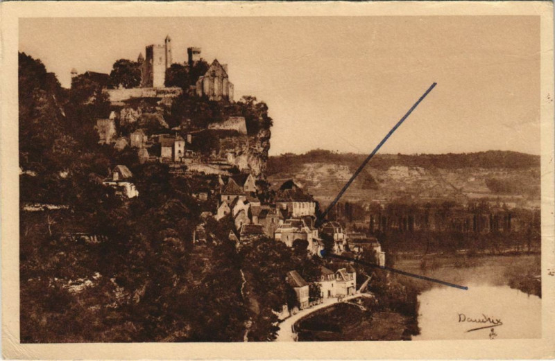 Carte postale ancienne Chateau Feodal de Beynac - En Sarladais - Vue du Pecq