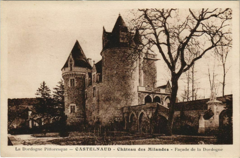 Carte postale ancienne Castelnaud - Chateau des Milandes - Facade de la Dordogne