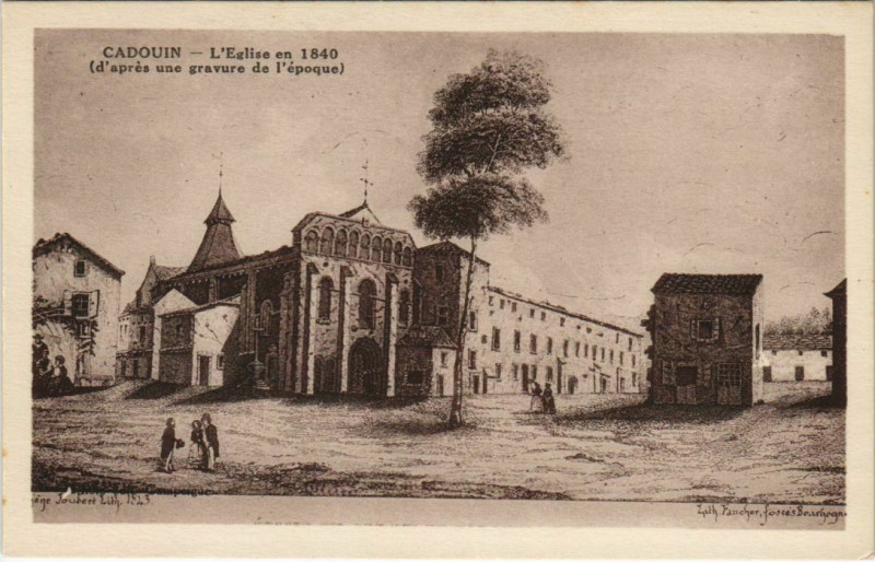 Carte postale ancienne Cadouin - L'Eglise en 1840 - d'Apres une Gravure de l'Epoque