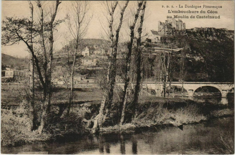 Carte postale ancienne L'Embouchure du Ceou au Moulin de Castelnaud