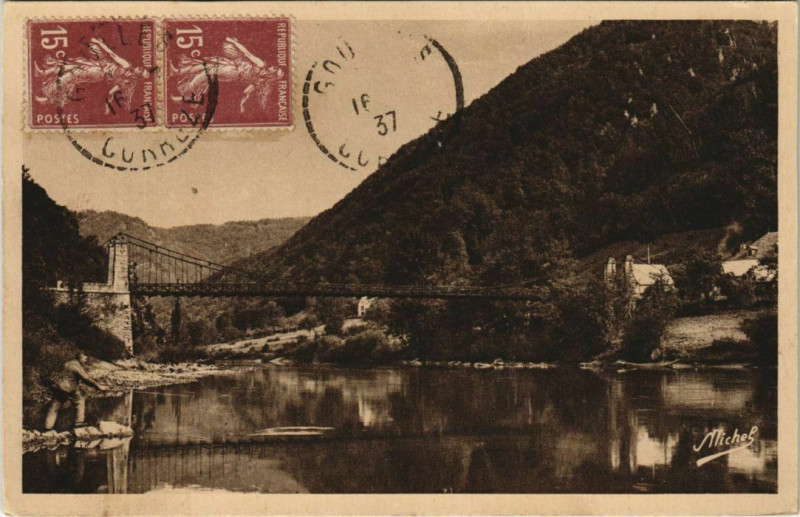 Carte postale ancienne Le Pont du Chambon de Laygne - Gorges de la Dordogne