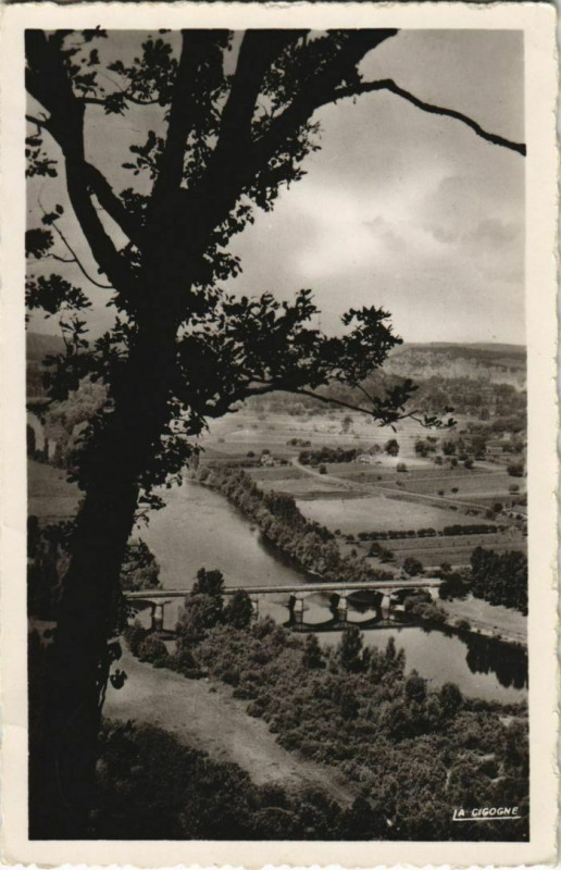 Carte postale ancienne Domme - Vue de la Barre en aval de Domme à Domme