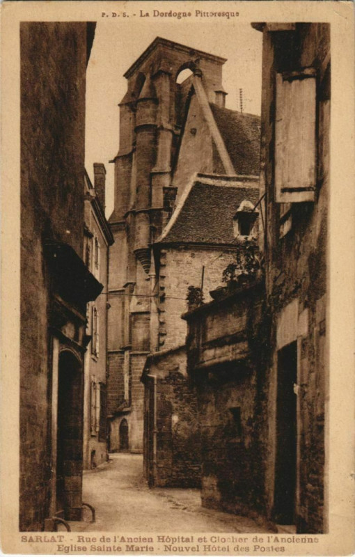 Carte postale ancienne Sarlat- Clocher de l'ancienne Eglise Sainte-Marie France