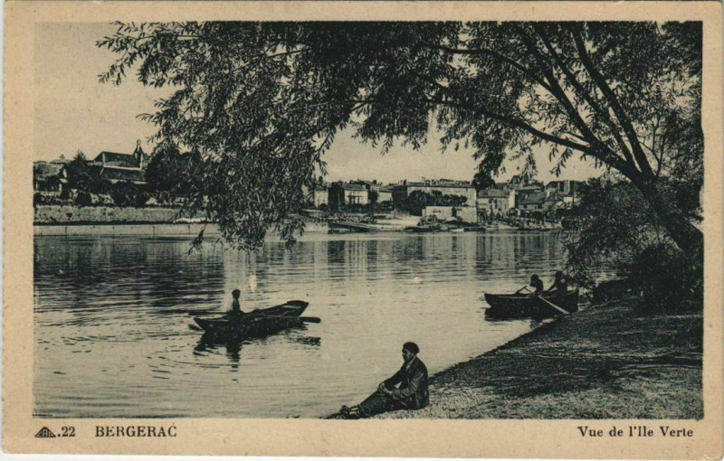 Carte postale ancienne Bergerac- Vue de l'Ile Verte France à Bergerac
