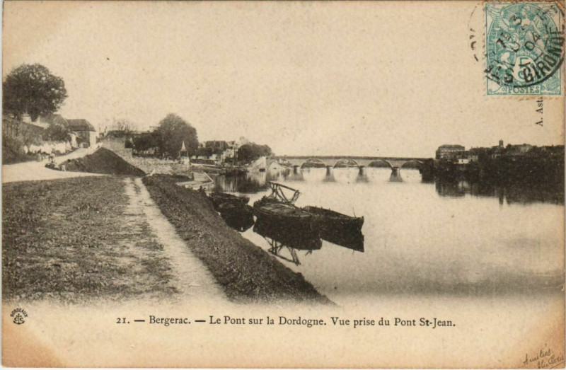 Carte postale ancienne Bergerac- Pont sur la Dordogne France à Bergerac