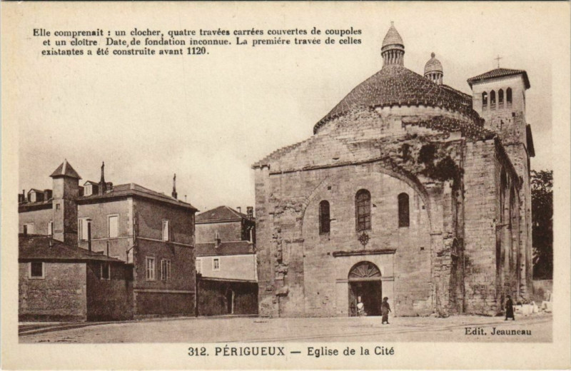 Carte postale ancienne Perigueux- Eglise de la Cite France à Périgueux