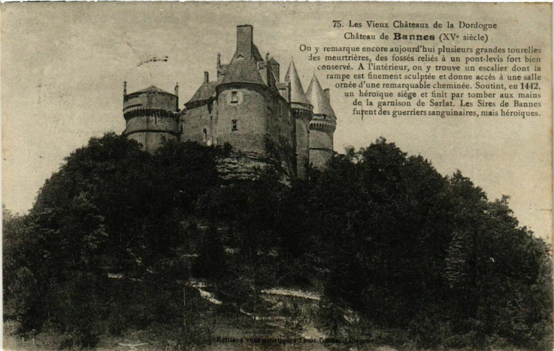 Carte postale ancienne Dordogne Chateau de Bannes Xv siécle