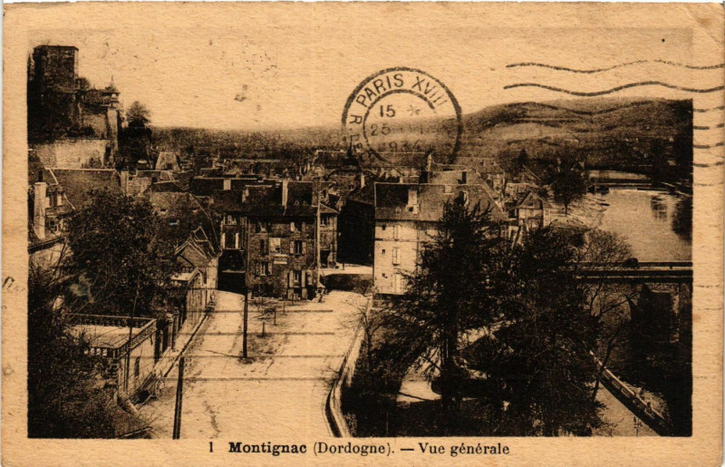 Carte postale ancienne Montignac - Vue générale à Montignac