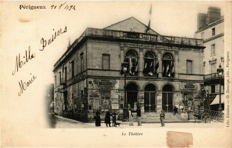 Carte postale ancienne Perigueux (21 X. 1902) - Le Théatre à Périgueux