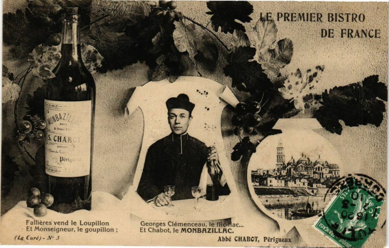 Carte postale ancienne Abbé Noé Chabot - Le Premier Bistro de France