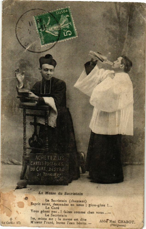 Carte postale ancienne Abbé Noé Chabot - La Messe du Sacristain