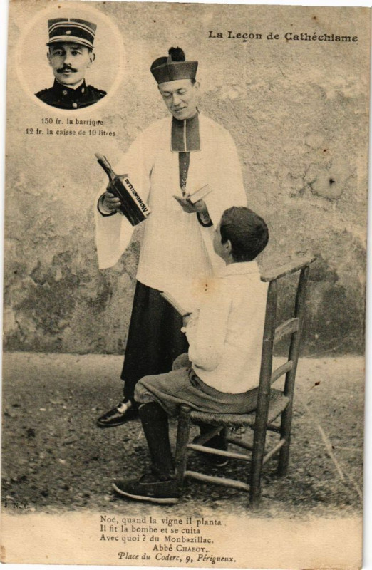 Carte postale ancienne Abbé Noé Chabot - La lecon de Cathéchisme
