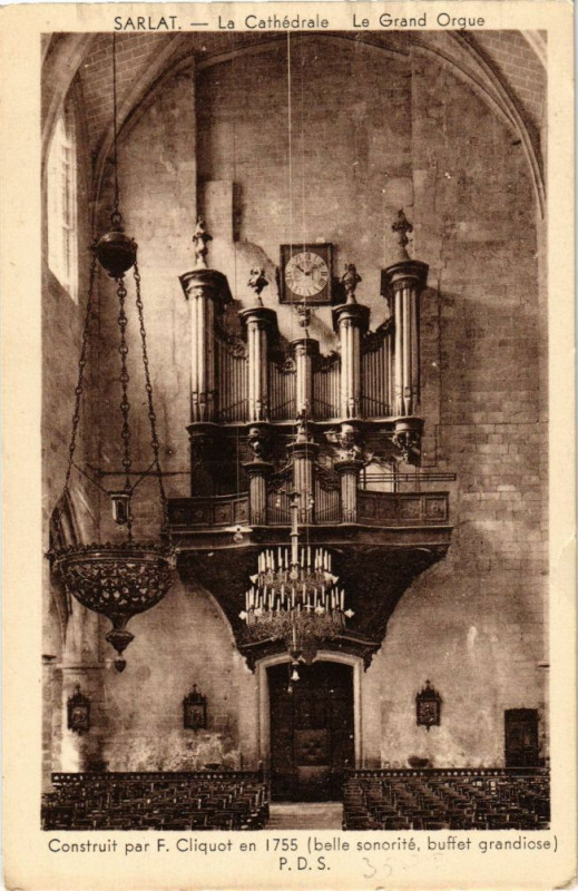 Carte postale ancienne Sarlat-La Cathédrale-Le Grand Orgue