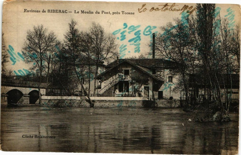 Carte postale ancienne Riberac-Le Moulin du Pont à Ribérac