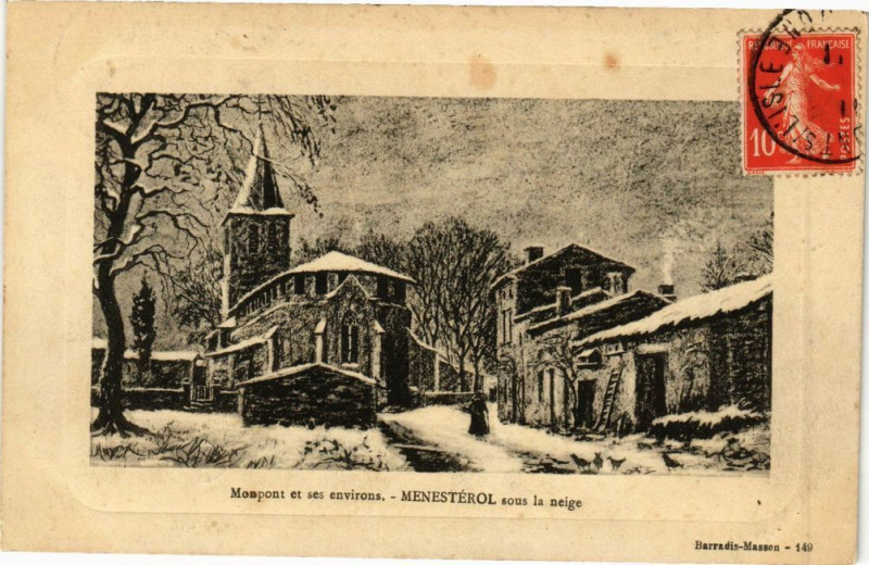 Carte postale ancienne Montpont et ses environs-Menestérol sous la neige