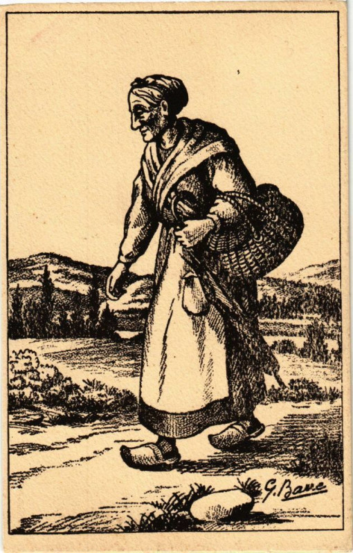Carte postale ancienne Départ pour le Marché