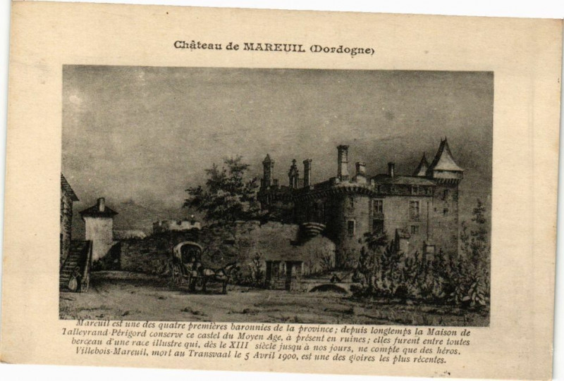 Carte postale ancienne Dordogne - Chateau de Mareuil