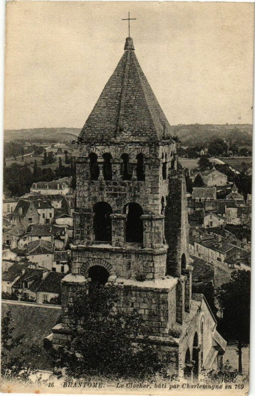 Carte postale ancienne Brantome-Le Clocher