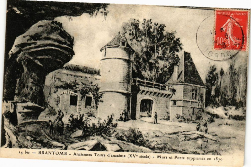 Carte postale ancienne Brantome-Anciennes Tours d'enceinte