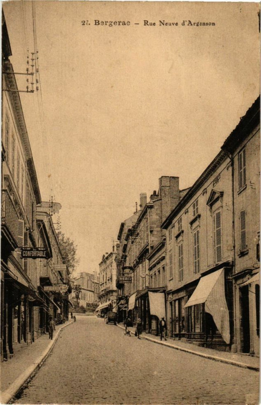 Carte postale ancienne Bergerac-Rue Neuve d'Argenson à Bergerac