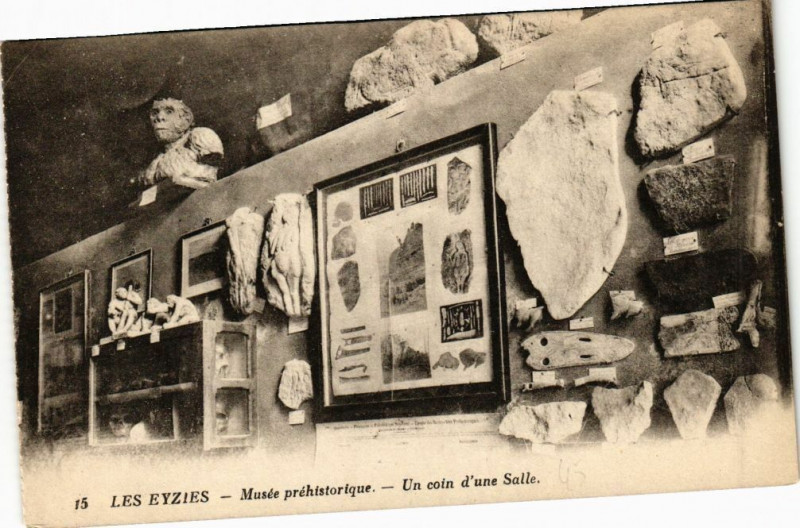 Carte postale ancienne Les Eyzies-Musée préhistorique-Un coin d'une Salle aux Eyzies