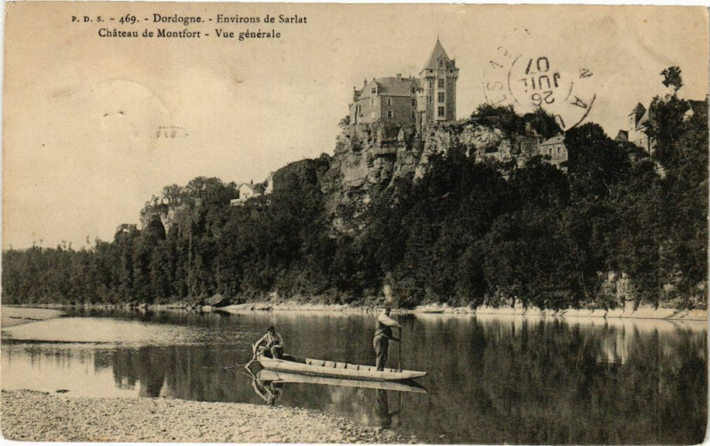 Carte postale ancienne Dordogne - Environs de Sarlat-Chateau de Montfort-Vue générale