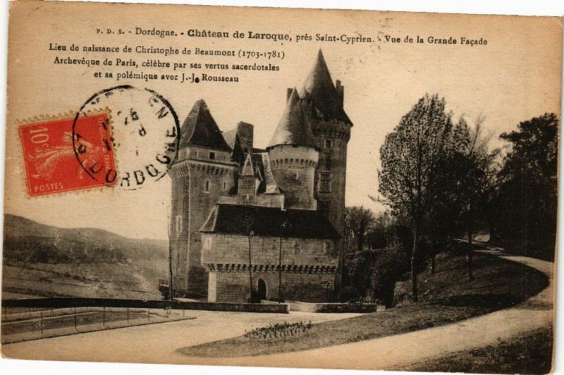 Carte postale ancienne Dordogne - Chateau de Laroque-Vue de la Grande Facade