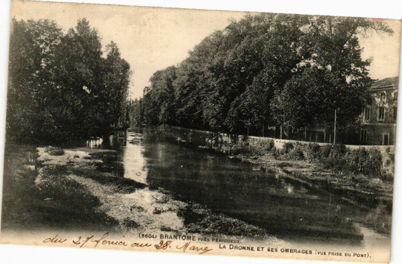 Carte postale ancienne Brantome-La Dronne et ses Ombrages