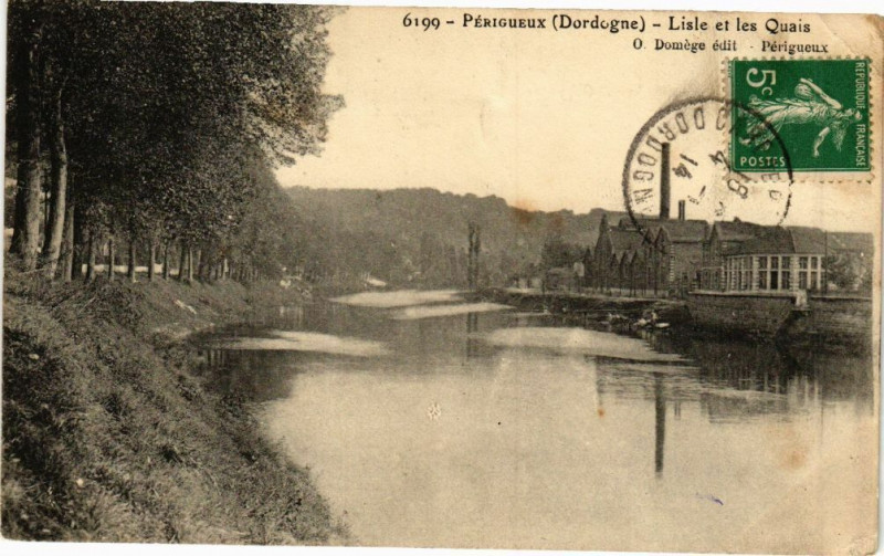 Carte postale ancienne Perigueux-l'Isle et les Quais à Périgueux