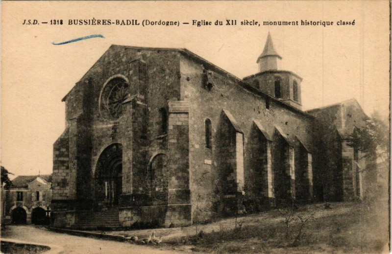 Carte postale ancienne Bussieres Badil-Eglise du Xii siécle monument historique classé