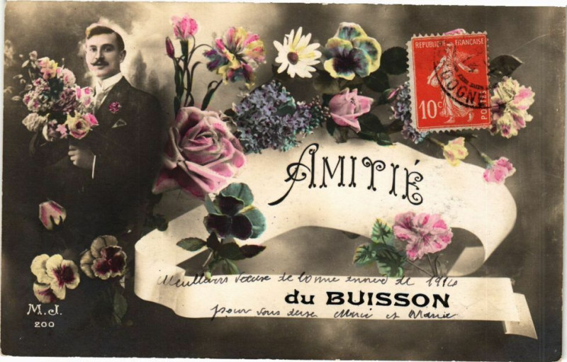 Carte postale ancienne Amitié du Buisson