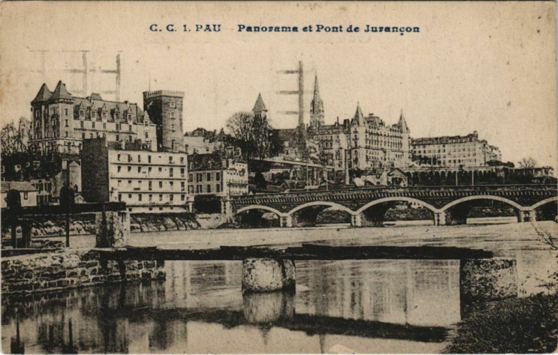 Carte postale ancienne Pau - Panorama et Pont de Jurancon à Pau
