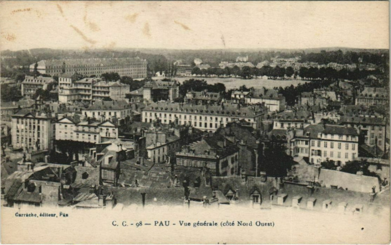 Carte postale ancienne Pau - Vue générale (cote Nord Ouest) à Pau